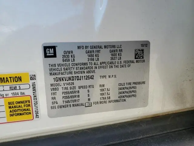 2013 CHEVROLET TRAVERSE LT  