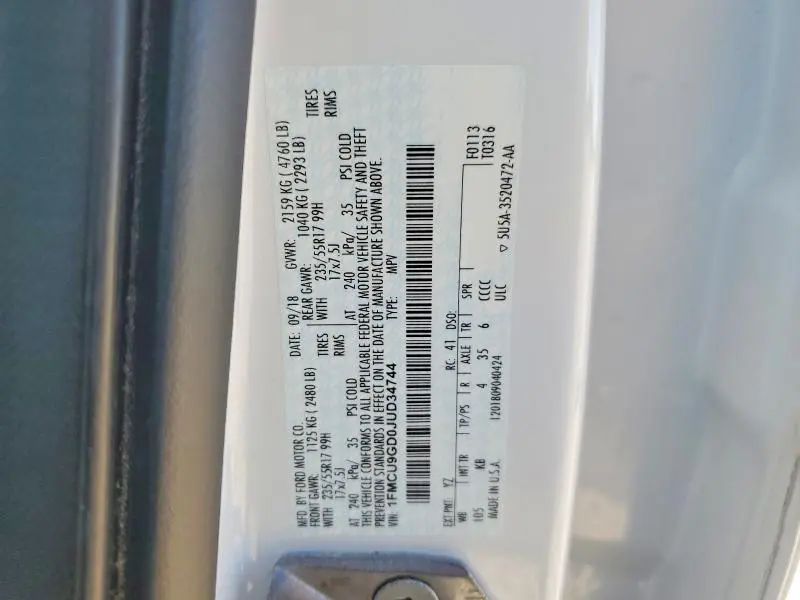 2018 FORD ESCAPE SE  