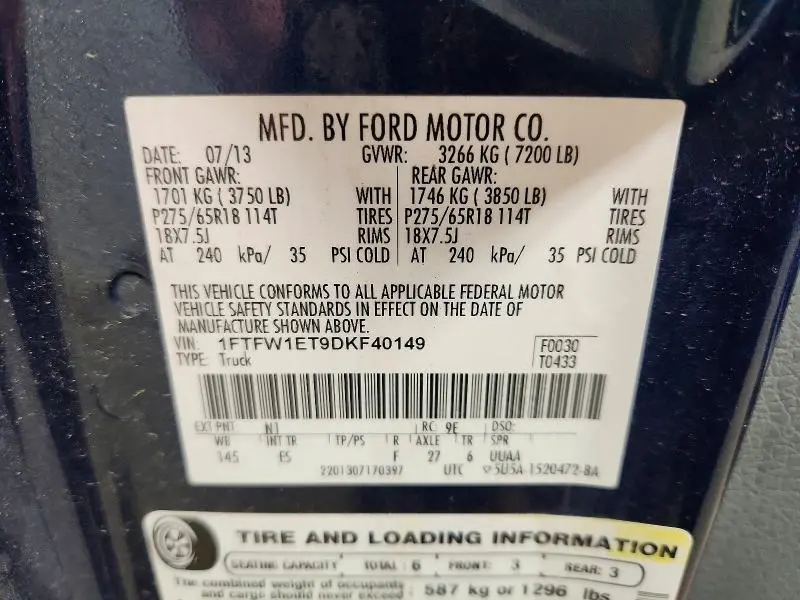 2013 FORD F150 SUPERCREW  