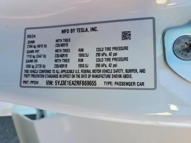2024 TESLA MODEL 3   