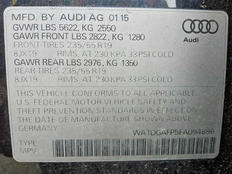 2015 AUDI Q5 PREMIUM PLUS  