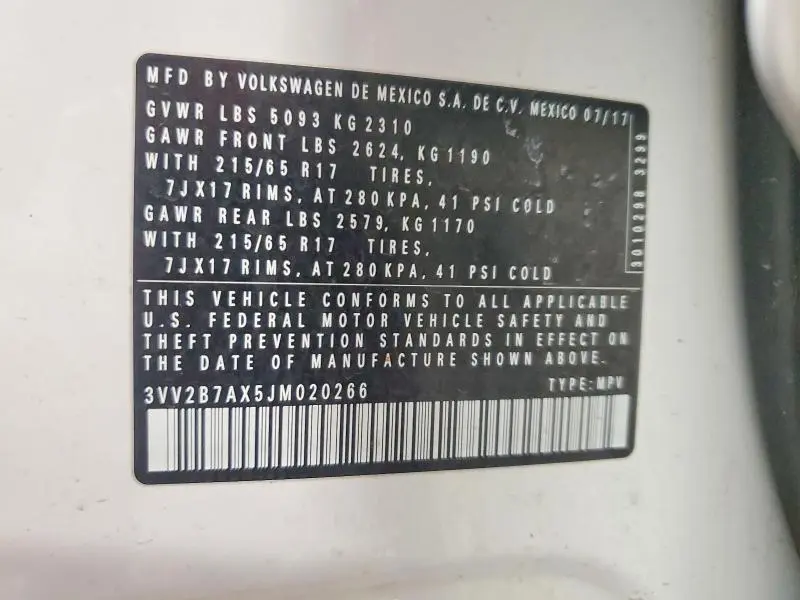 2018 VOLKSWAGEN TIGUAN SE  