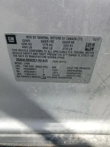 2012 CHEVROLET EQUINOX LT  