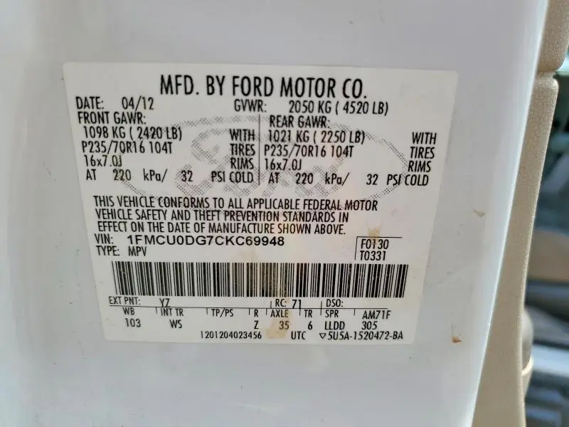 2012 FORD ESCAPE
