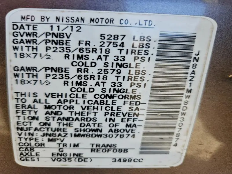 2013 NISSAN MURANO S  