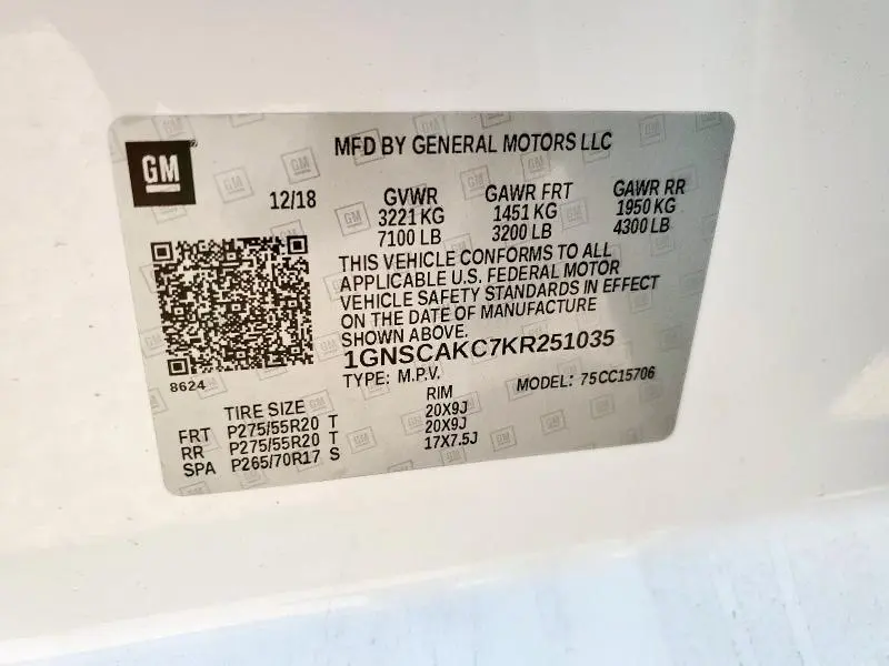 2019 CHEVROLET TAHOE C1500 LS  