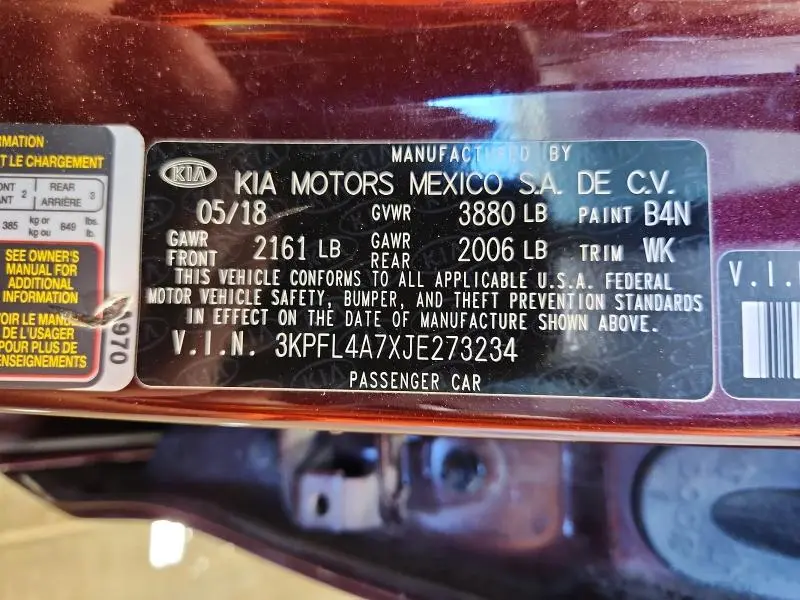2018 KIA FORTE LX  