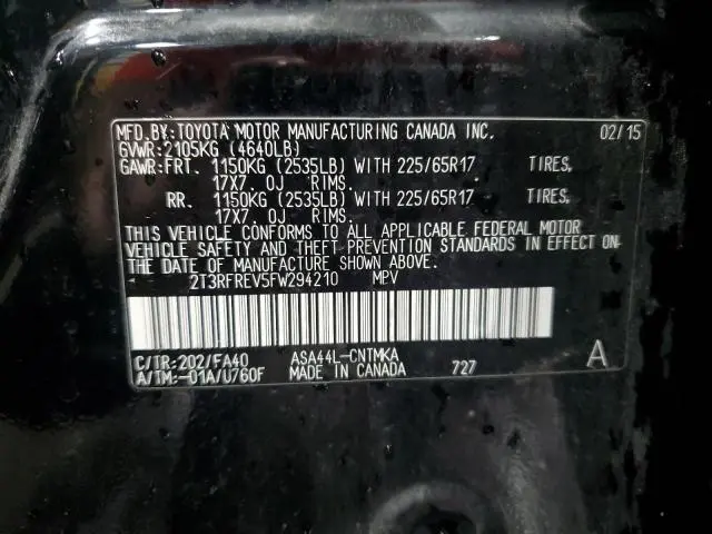 2015 TOYOTA RAV4 XLE  