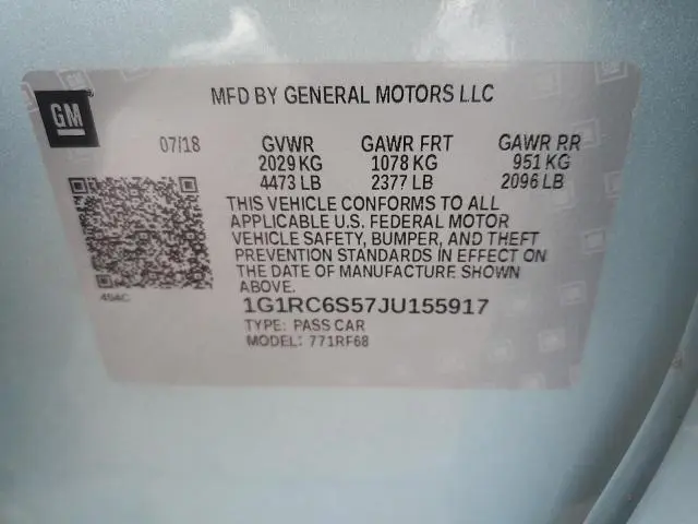 2018 CHEVROLET VOLT LT  