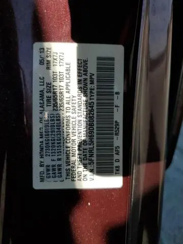 2013 HONDA ODYSSEY EXL  