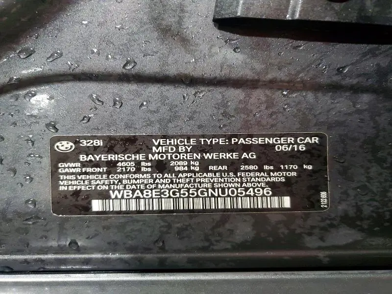 2016 BMW 328 XI SULEV  