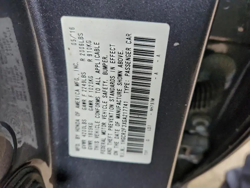 2016 HONDA ACCORD LX  