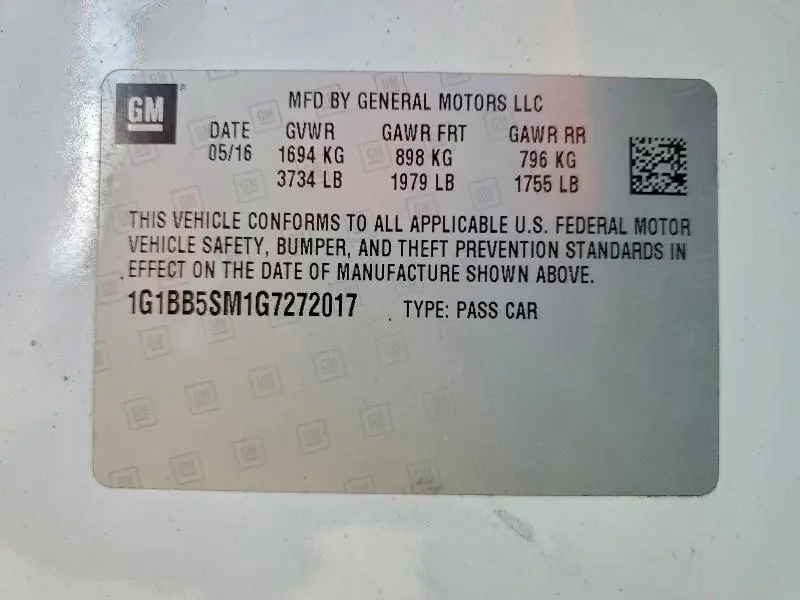 2016 CHEVROLET CRUZE LS  