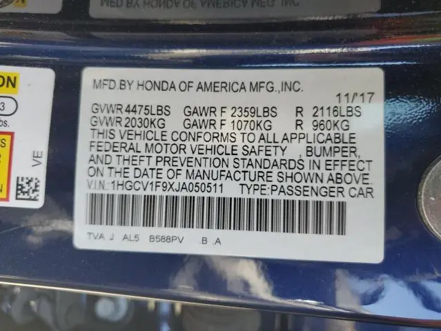2018 HONDA ACCORD TOURING