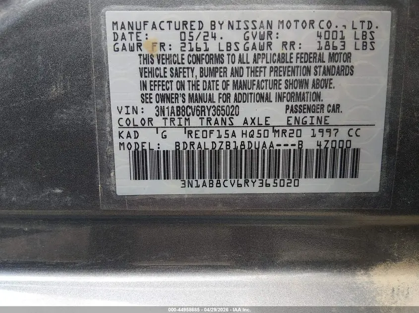 2024 NISSAN SENTRA SV XTRONIC CVT
