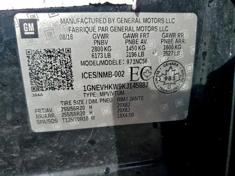 2019 CHEVROLET TRAVERSE LT  