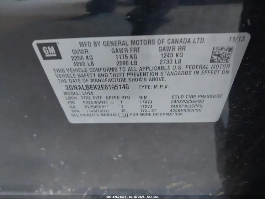 2014 CHEVROLET EQUINOX 1LT