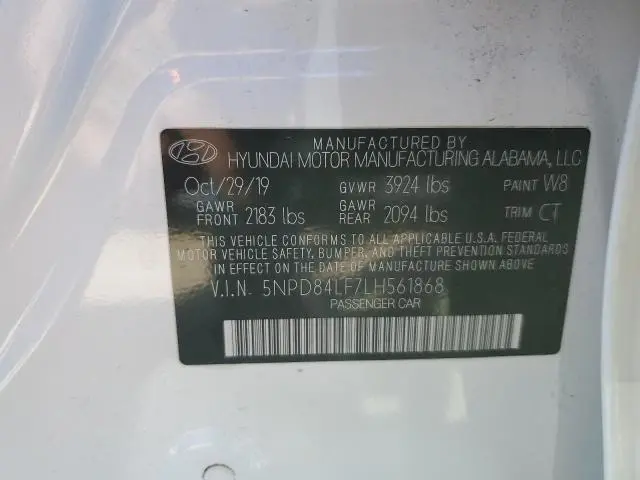 2020 HYUNDAI ELANTRA SEL  