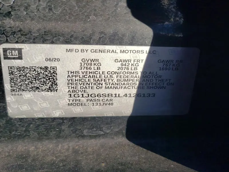 2020 CHEVROLET SONIC   