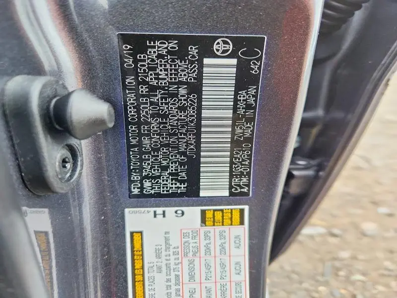 2019 TOYOTA PRIUS LIMITED  