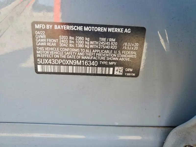 2022 BMW X3 SDRIVE30I  