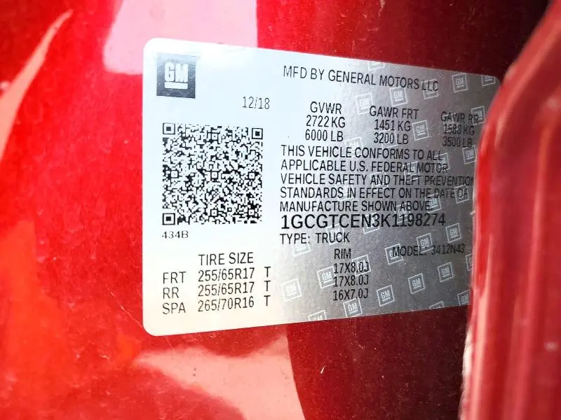 2019 CHEVROLET COLORADO LT  