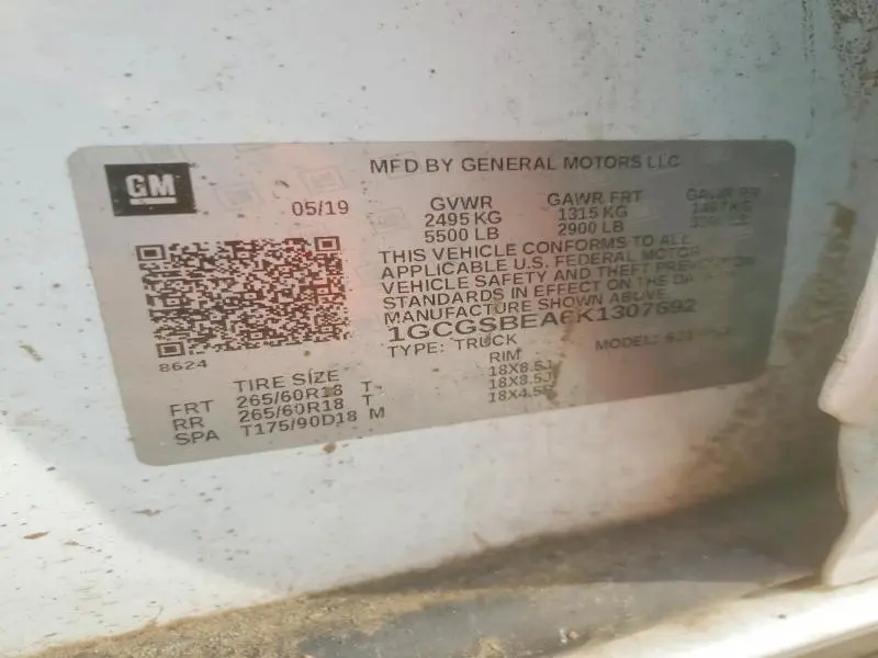 2019 CHEVROLET COLORADO   