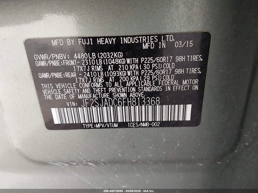 2015 SUBARU FORESTER 2.5I PREMIUM