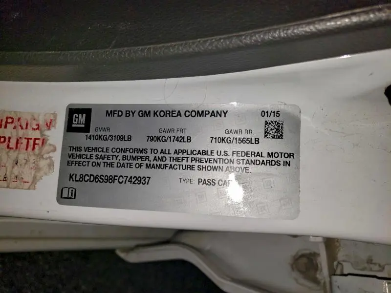 2015 CHEVROLET SPARK 1LT  