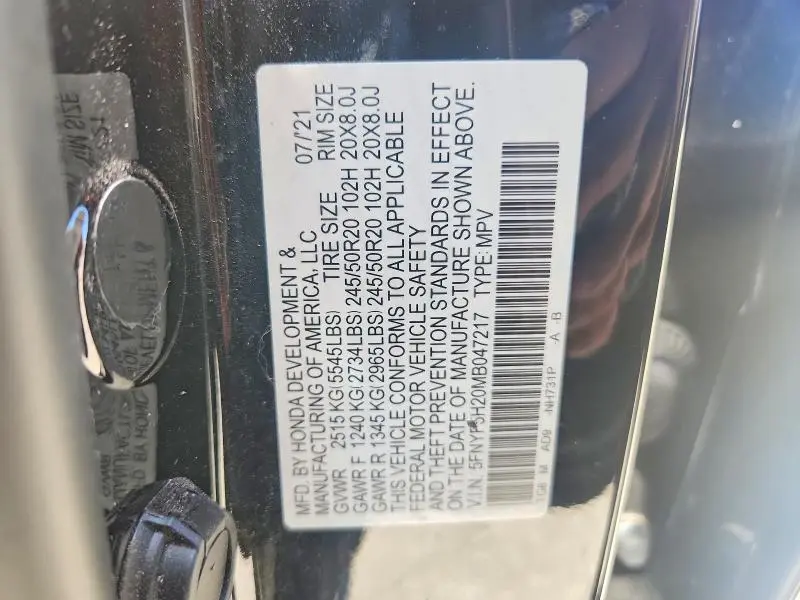 2021 HONDA PILOT SE  