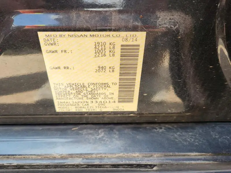 2015 NISSAN ALTIMA 2.5 S  