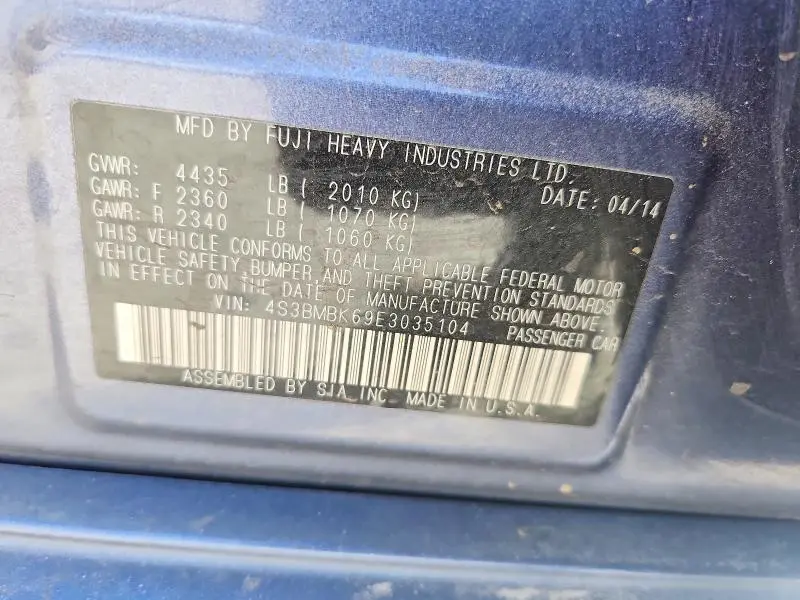 2014 SUBARU LEGACY 2.5I LIMITED  