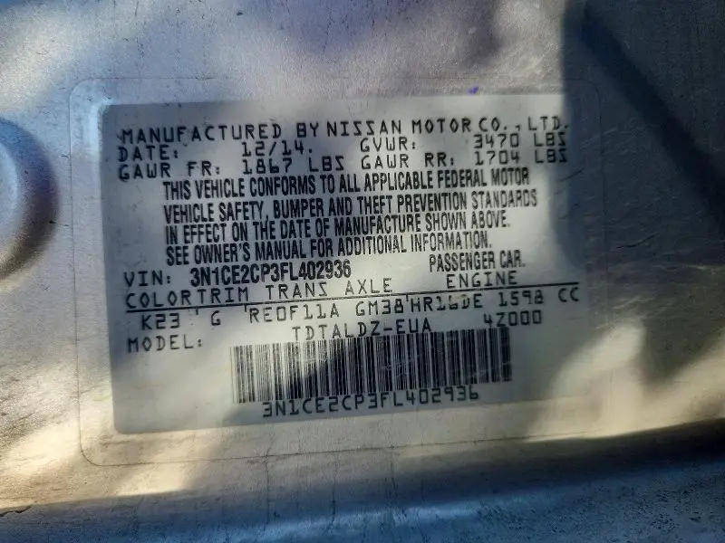 2015 NISSAN VERSA NOTE S  