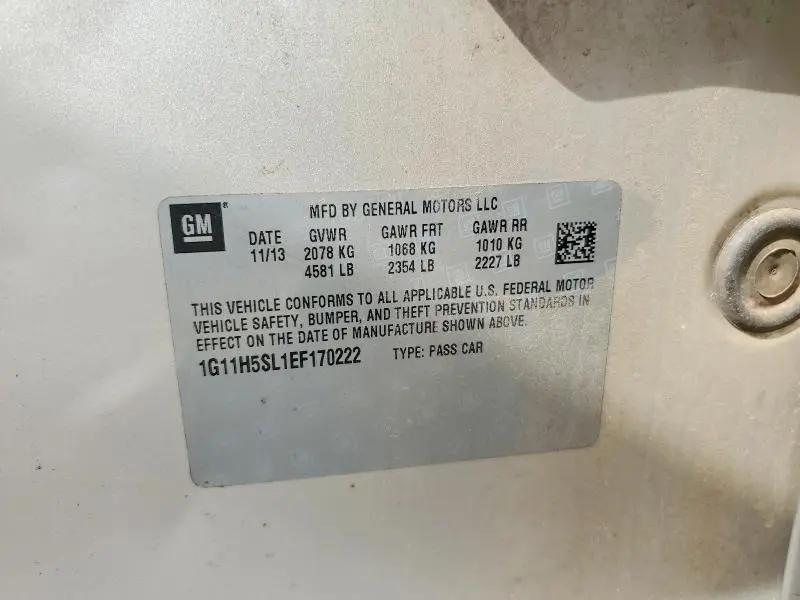 2014 CHEVROLET MALIBU LTZ  