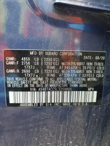 2020 SUBARU OUTBACK PREMIUM  