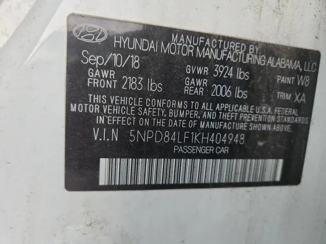 2019 HYUNDAI ELANTRA SEL  