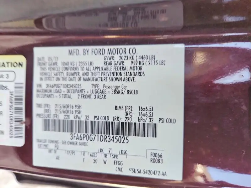 2013 FORD FUSION S  
