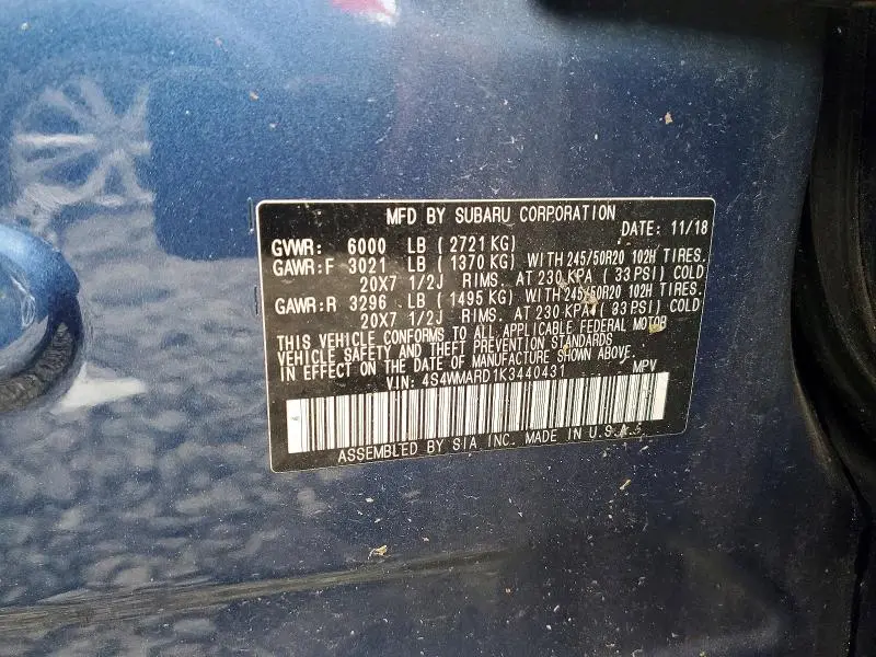 2019 SUBARU ASCENT TOURING  