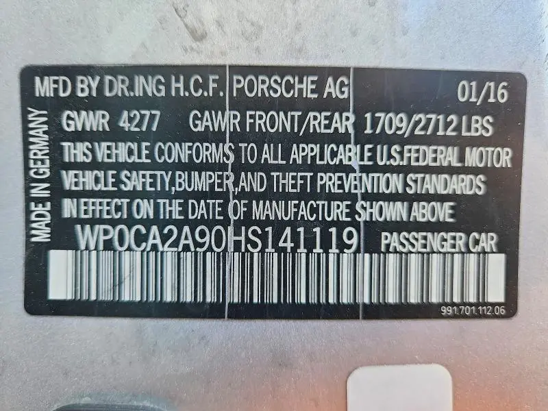 2017 PORSCHE 911 CARRERA  