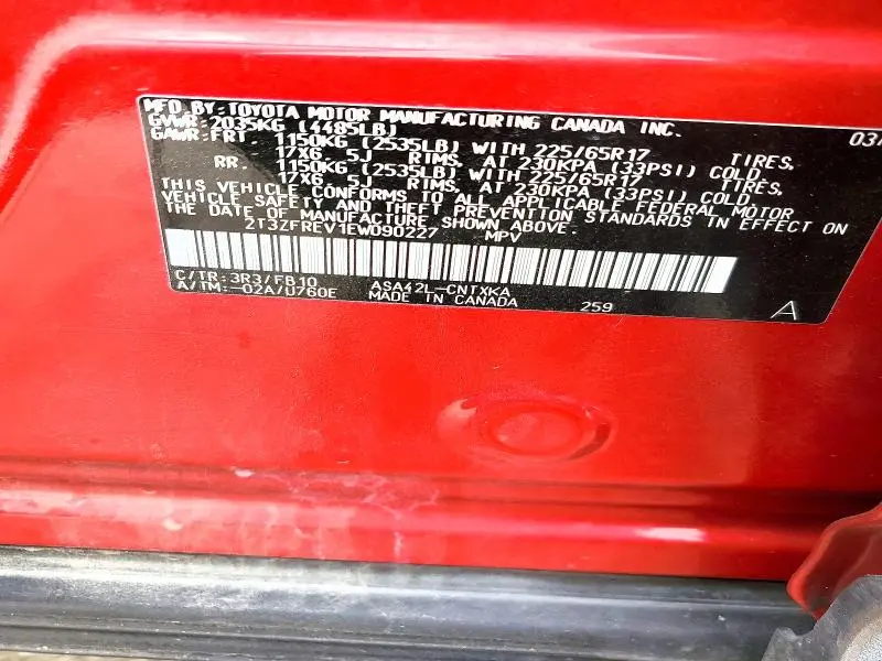 2014 TOYOTA RAV4 LE  
