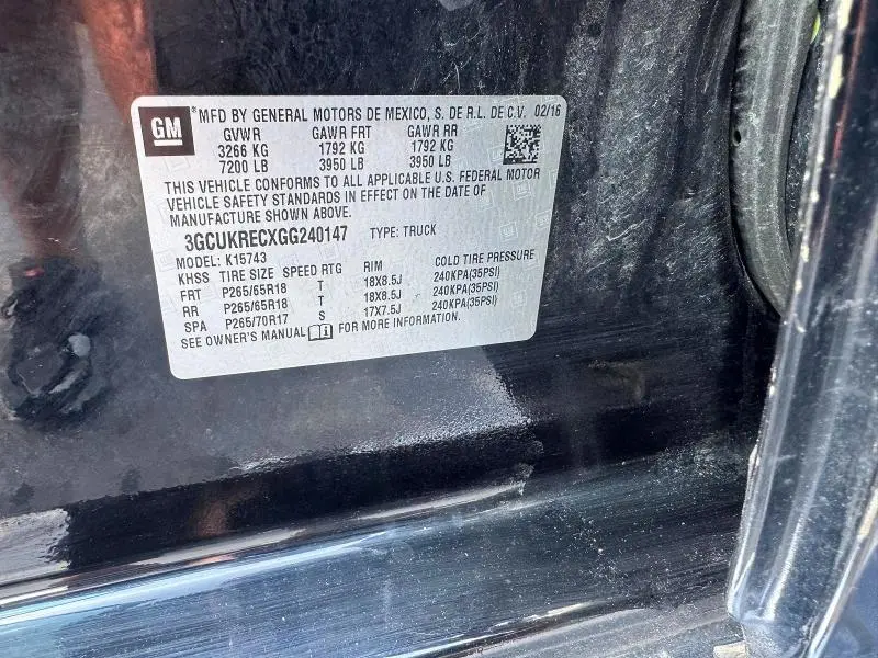 2016 CHEVROLET SILVERADO K1500 LT  
