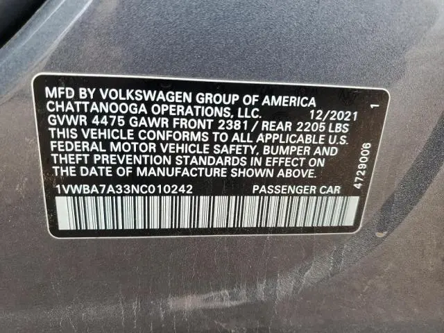 2022 VOLKSWAGEN PASSAT LIMITED EDITION