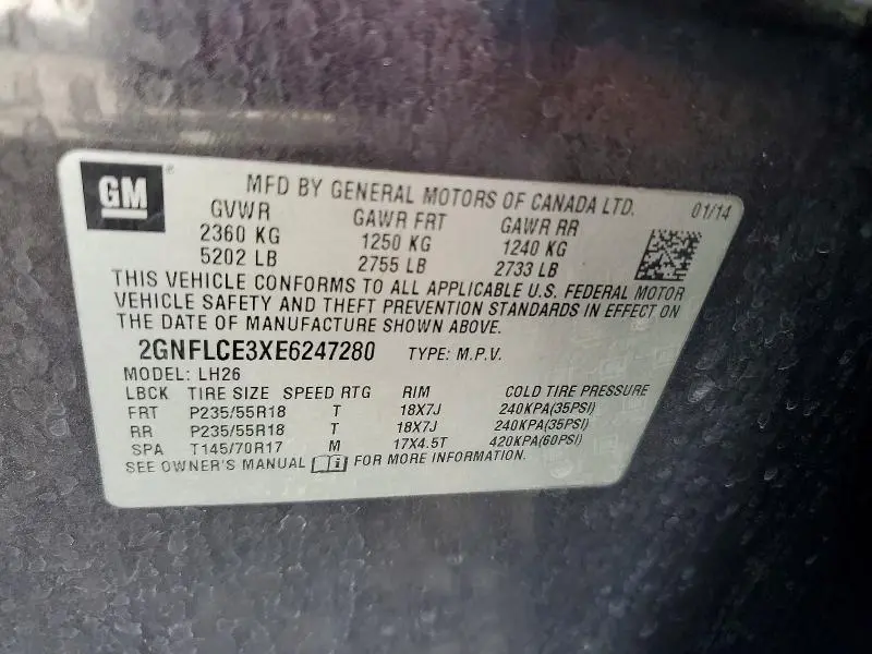 2014 CHEVROLET EQUINOX LT  