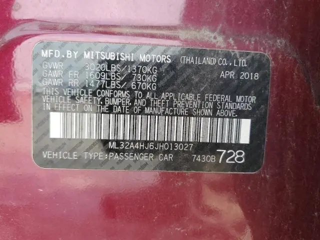 2018 MITSUBISHI MIRAGE SE