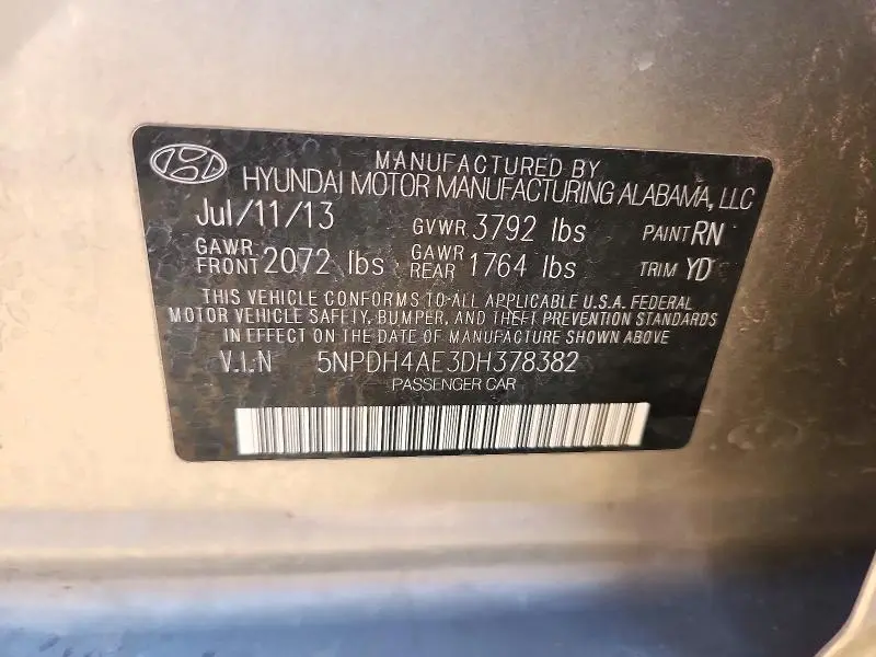 2013 HYUNDAI ELANTRA GLS  