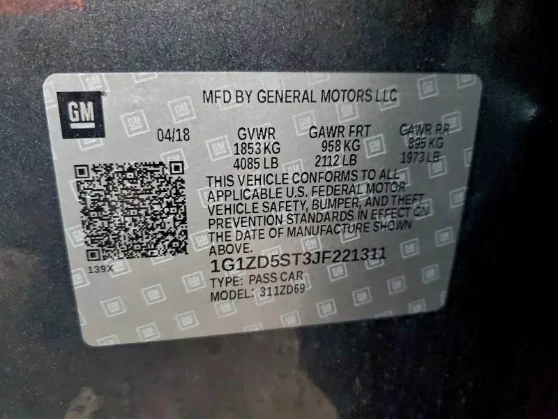 2018 CHEVROLET MALIBU LT  