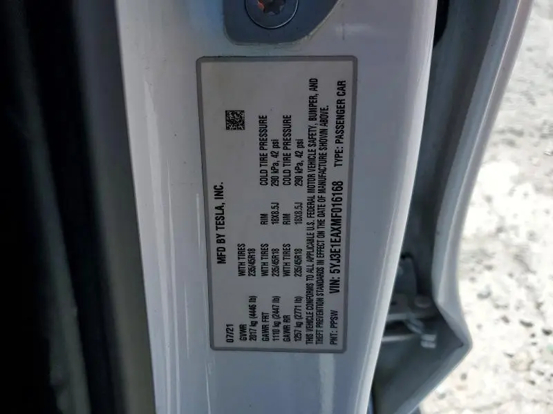 2021 TESLA MODEL 3   