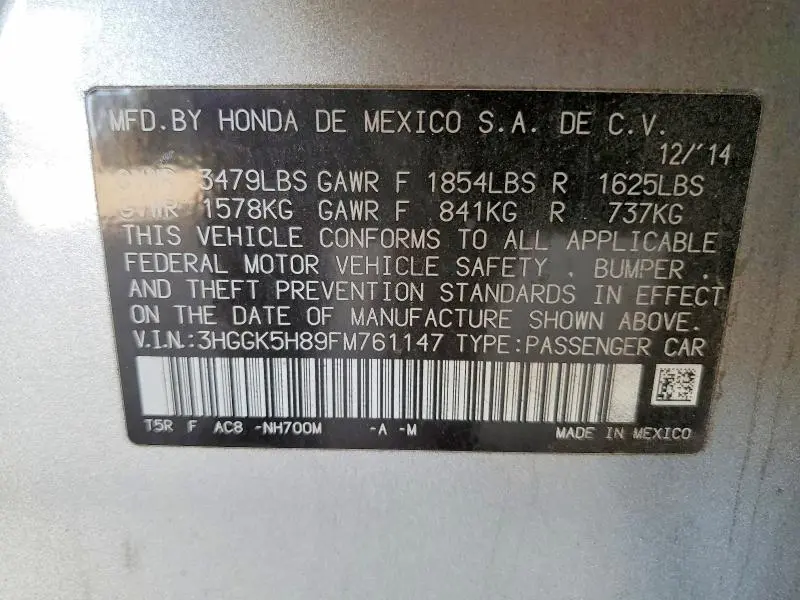 2015 HONDA FIT EX  