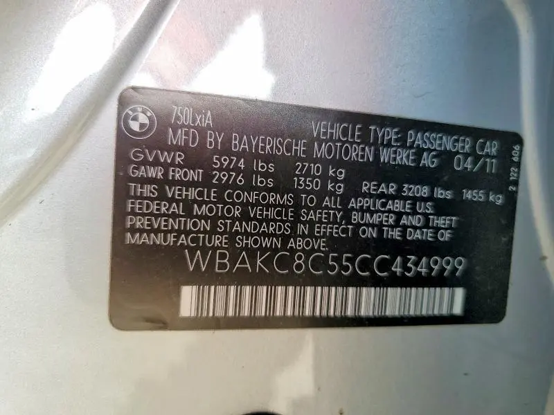 2012 BMW 750 LXI  