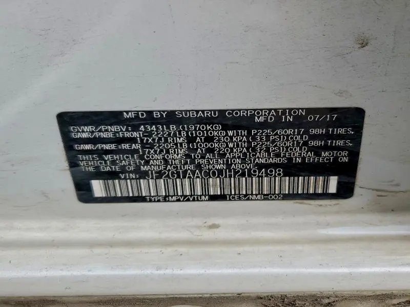 2018 SUBARU CROSSTREK   